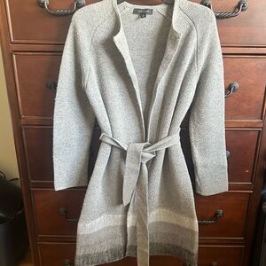 Ann Taylor Coatigan, GRAY belted cardigan sweater, duster, wrap, XS
